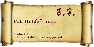 Bak Hiláriusz névjegykártya